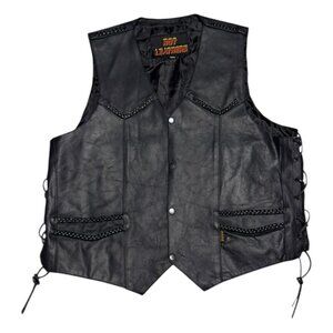 HOT LEATHERS Braided Leather Retro Motorcycle Biker Casual Riding Vest Mens 2XL